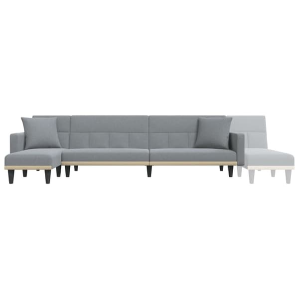 L-formad bäddsoffa ljusgrå 275x140x70 cm tyg