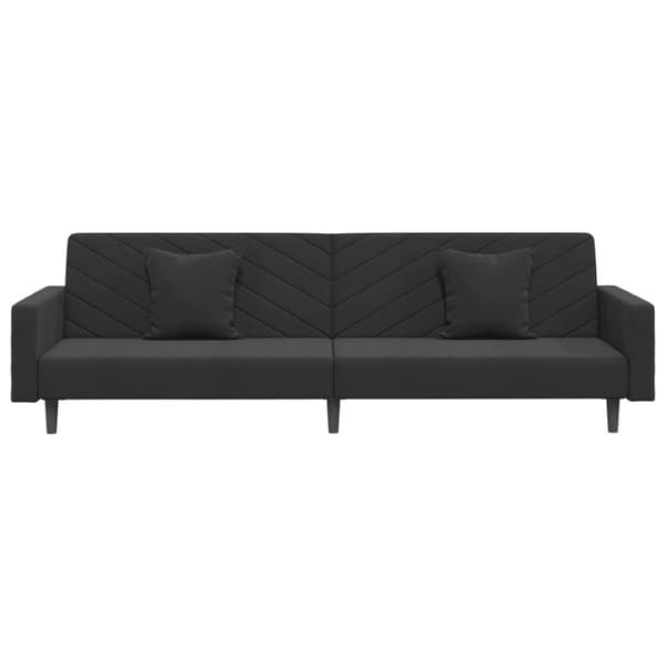 Bäddsoffa 2-sits med två kuddar svart sammet