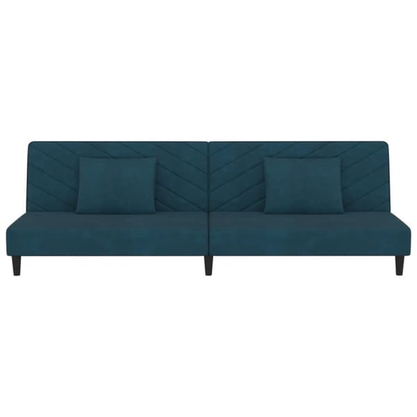 2-personers sovesofa med 2 puder fløjl blå