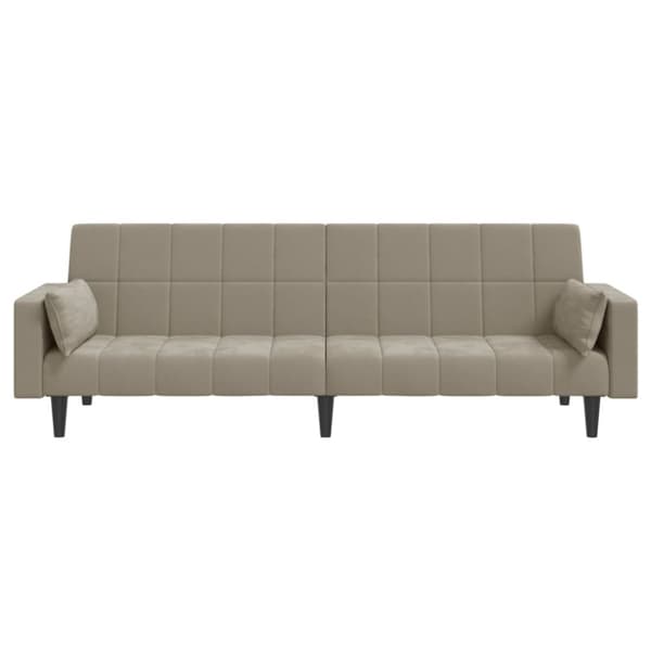 Bäddsoffa 2-sits med två kuddar ljusgrå sammet
