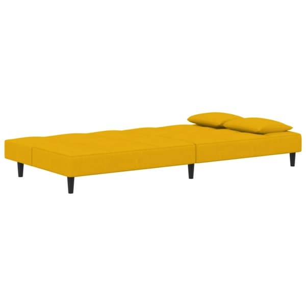 Bäddsoffa 2-sits med två kuddar gul sammet