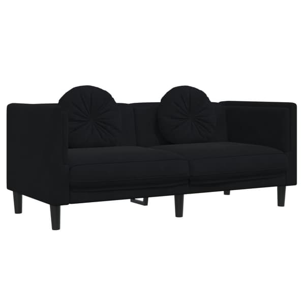 2-personers sofa med hynder velour sort
