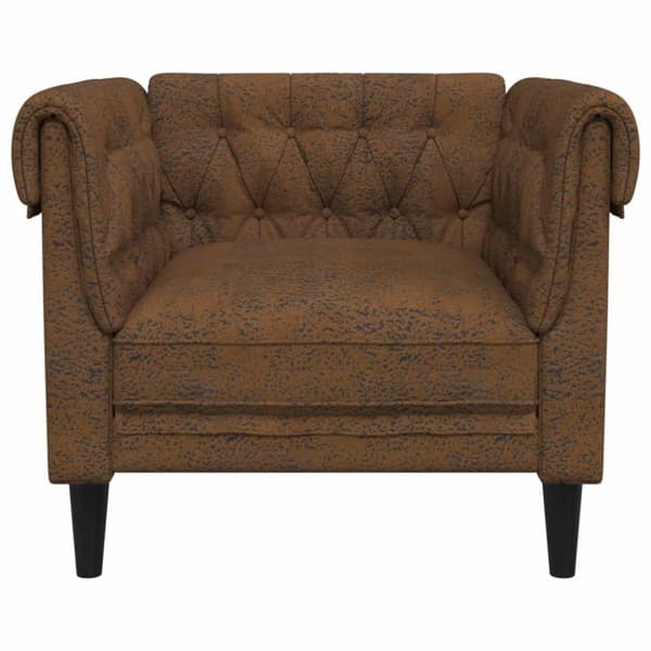 Chesterfield-sofastol stof brun