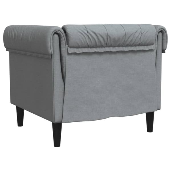 Chesterfield nojatuoli, vaaleanharmaa, verhoiltu kankaalla