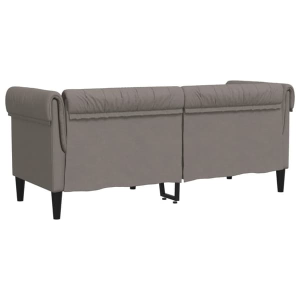 Chesterfield sohva, kahden istuttava, taupe väri, verhoiltu kankaalla