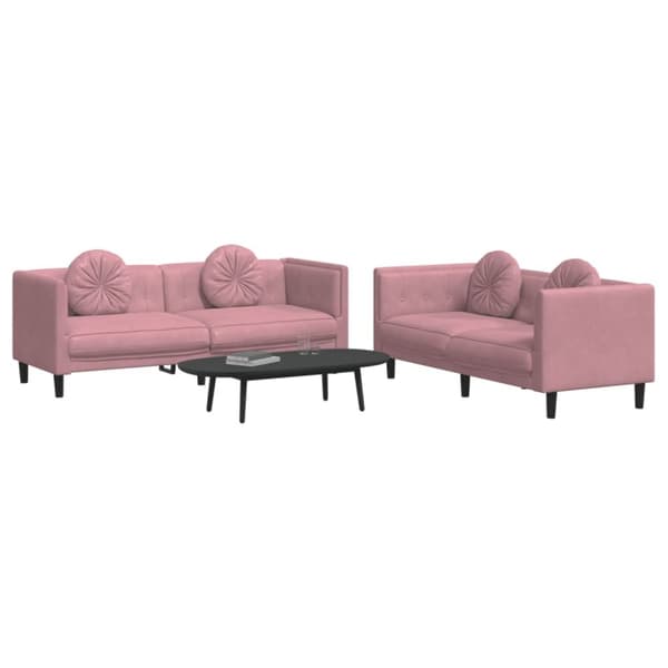 Soffgrupp med kuddar 2 delar rosa sammet