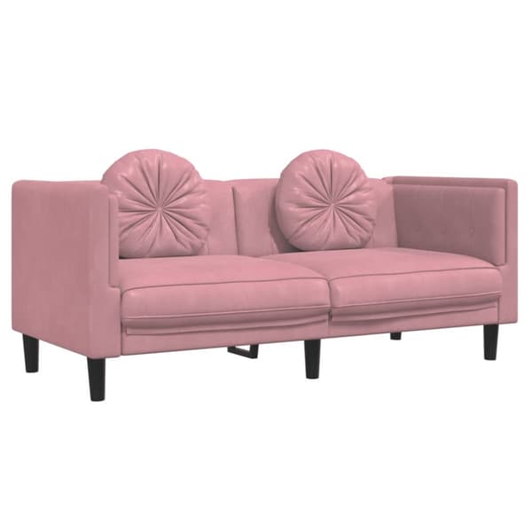 Soffgrupp med kuddar 2 delar rosa sammet