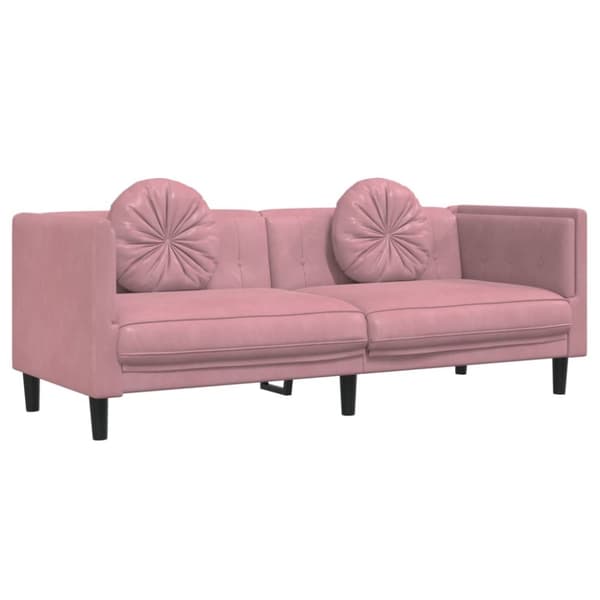 Soffgrupp med kuddar 2 delar rosa sammet