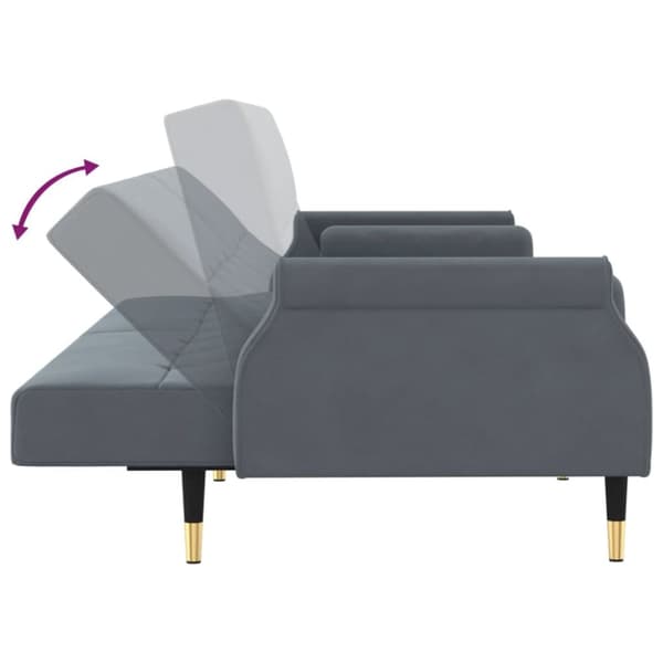 Bäddsoffa med dynor mörkgrå sammet