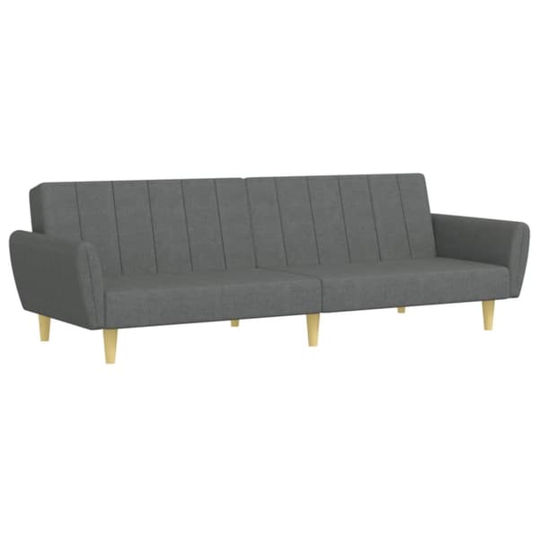 Bäddsoffa 2-sits med fotpall mörkgrå tyg