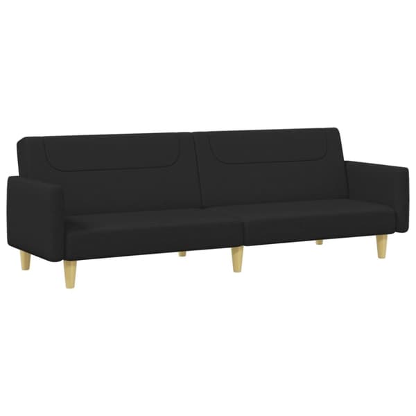 Bäddsoffa 2-sits med fotpall svart tyg