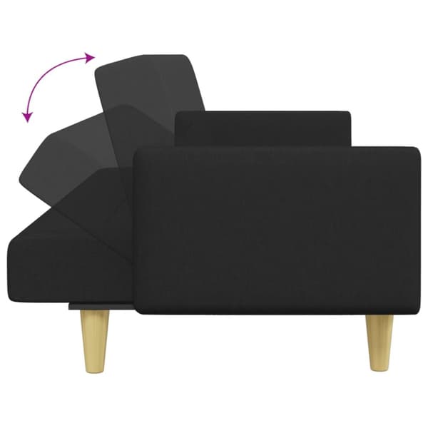 Bäddsoffa 2-sits med fotpall svart tyg