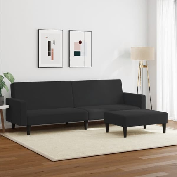 Bäddsoffa 2-sits med fotpall svart sammet