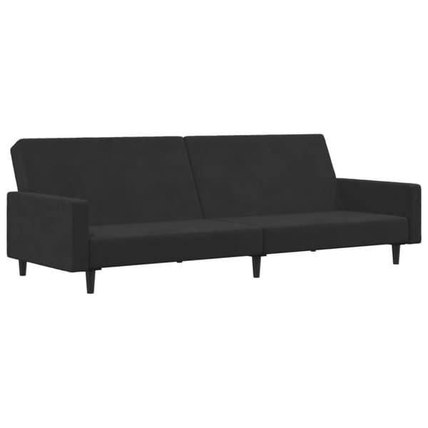 Bäddsoffa 2-sits med fotpall svart sammet