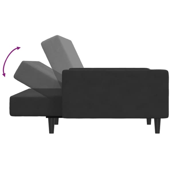 Bäddsoffa 2-sits med fotpall svart sammet