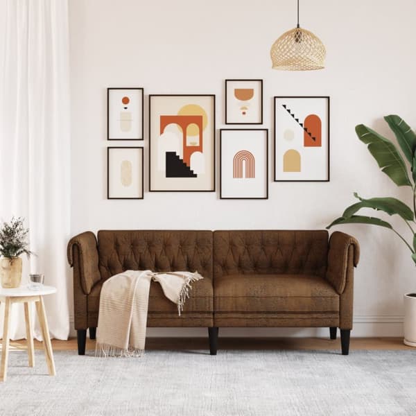 2-personers Chesterfield-sofa stof brun