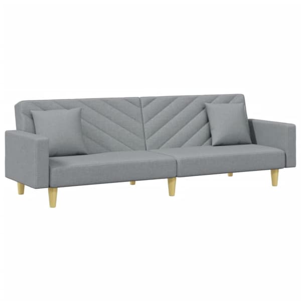 Bäddsoffa 2-sits med kuddar och fotpall ljusgrå tyg