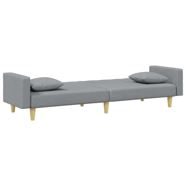 Bäddsoffa 2-sits med kuddar och fotpall ljusgrå tyg