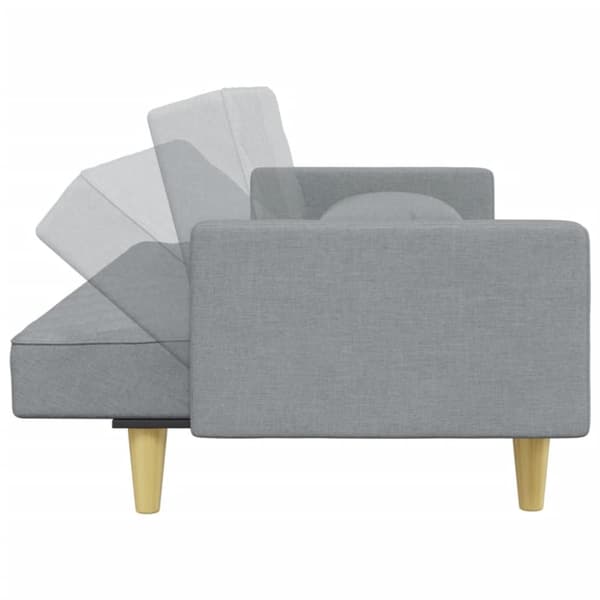 Bäddsoffa 2-sits med kuddar och fotpall ljusgrå tyg