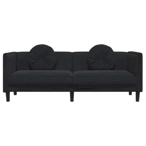 Soffa med kuddar 3-sits svart sammet