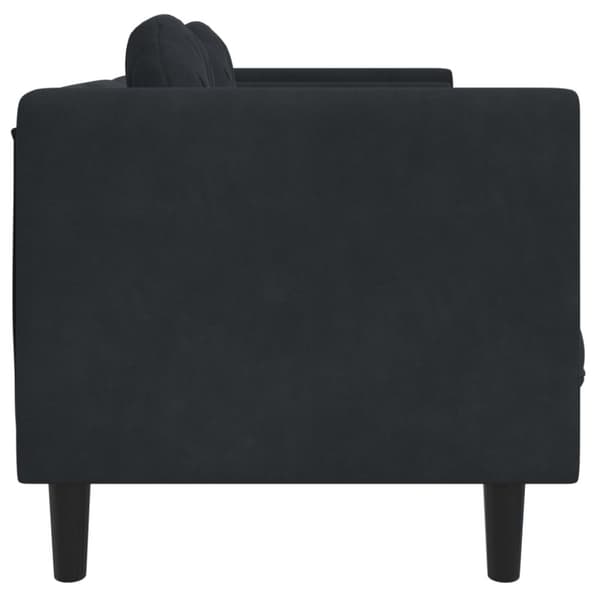 Soffa med kuddar 3-sits svart sammet