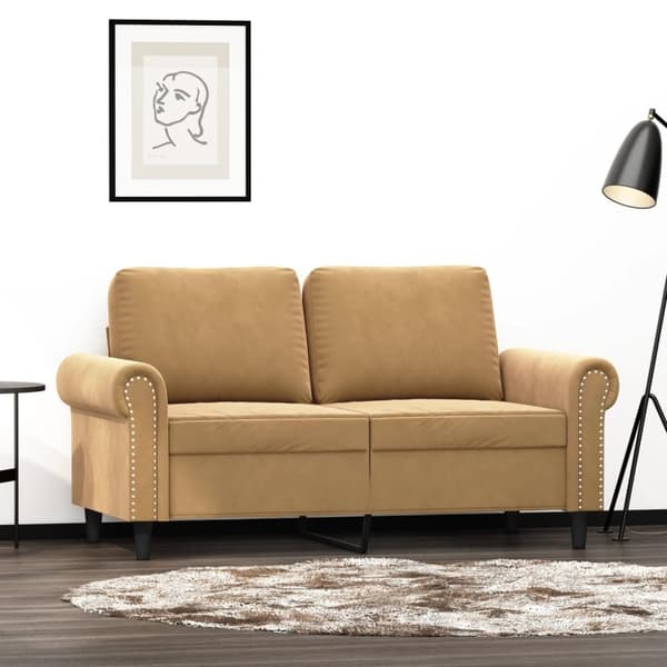 2-sitssoffa brun 120 cm sammet