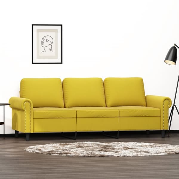 3-sitssoffa gul 180 cm sammet