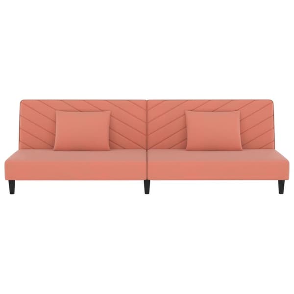 Bäddsoffa 2-sits med två kuddar rosa sammet