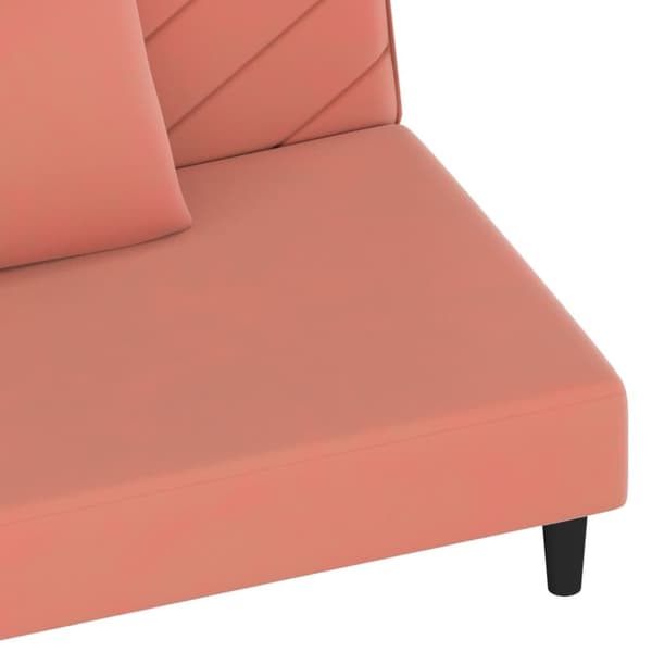 Bäddsoffa 2-sits med två kuddar rosa sammet