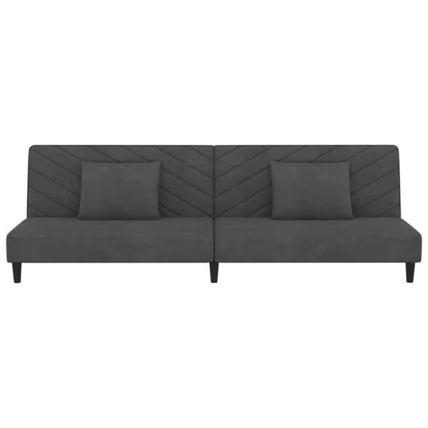 Bäddsoffa 2-sits med två kuddar mörkgrå sammet