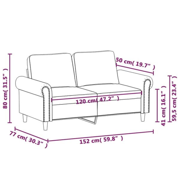 2-personers sofa 120 cm fløjl sort