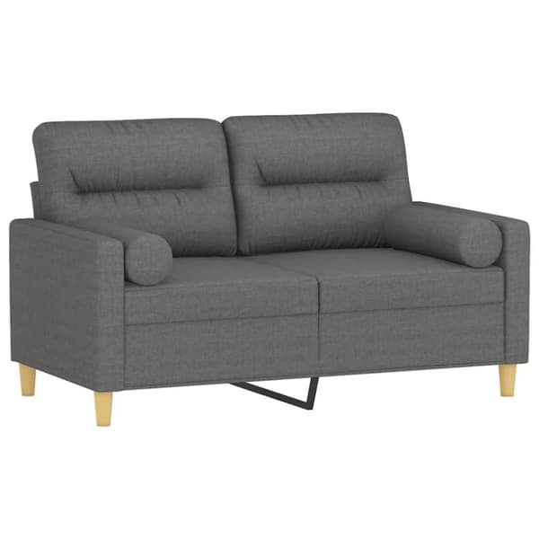 2-sits soffa med prydnadskuddar mörkgrå 120 cm tyg