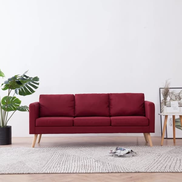 3-sitssoffa tyg vinröd