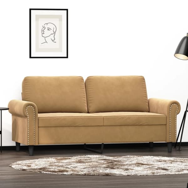 Soffa 2-sits brun 140 cm sammet