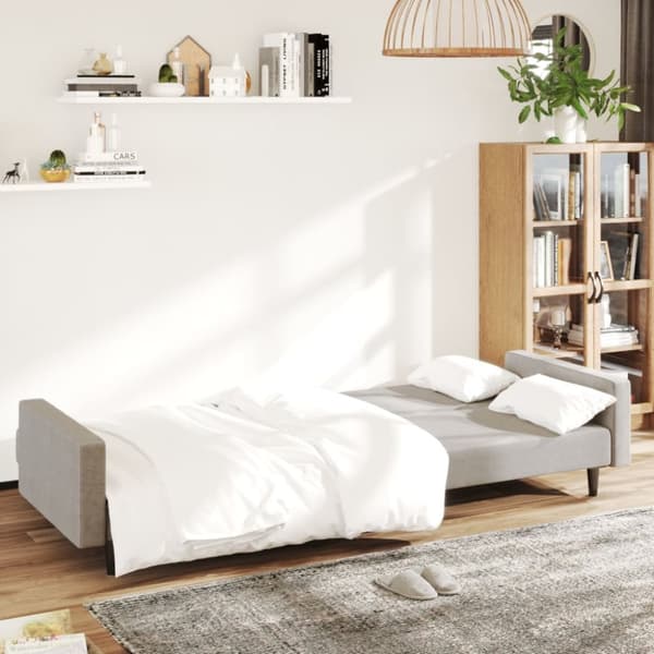 Bäddsoffa 2-sits ljusgrå sammet