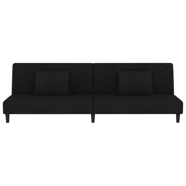 Bäddsoffa 2-sits med två kuddar svart sammet