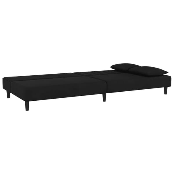 Bäddsoffa 2-sits med två kuddar svart sammet