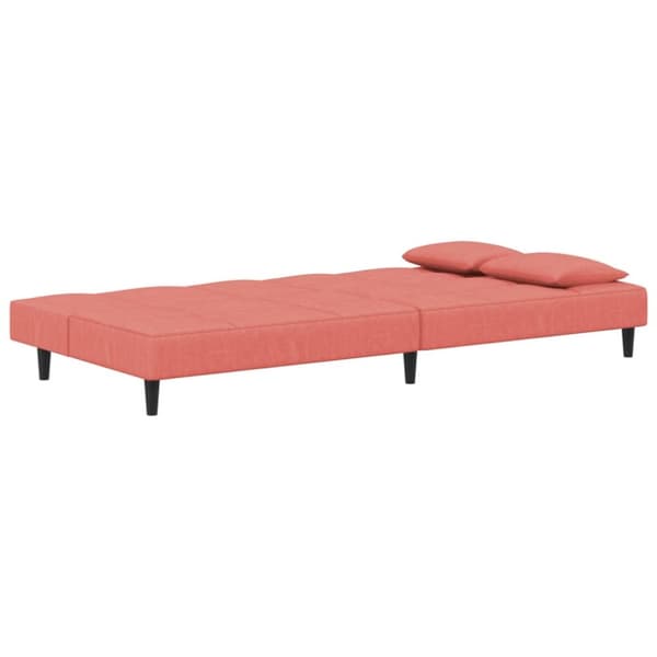 Bäddsoffa 2-sits med två kuddar rosa sammet