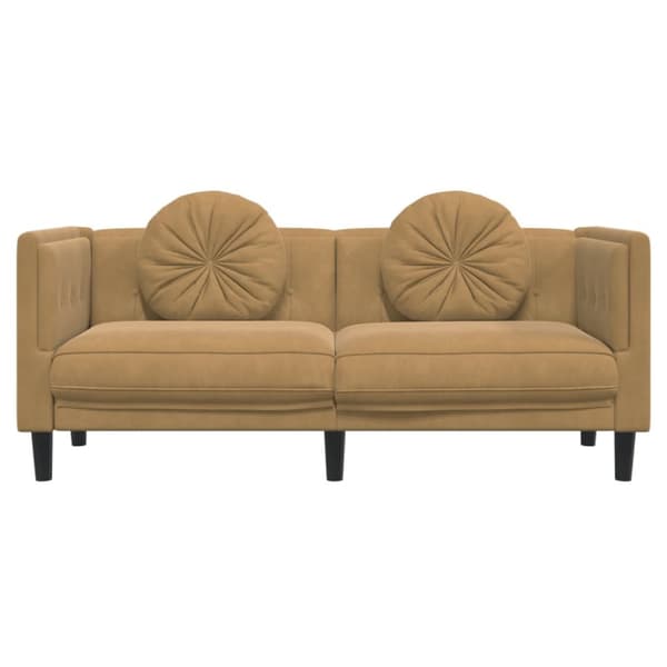 2-personers sofa med hynder imiteret ruskind brun