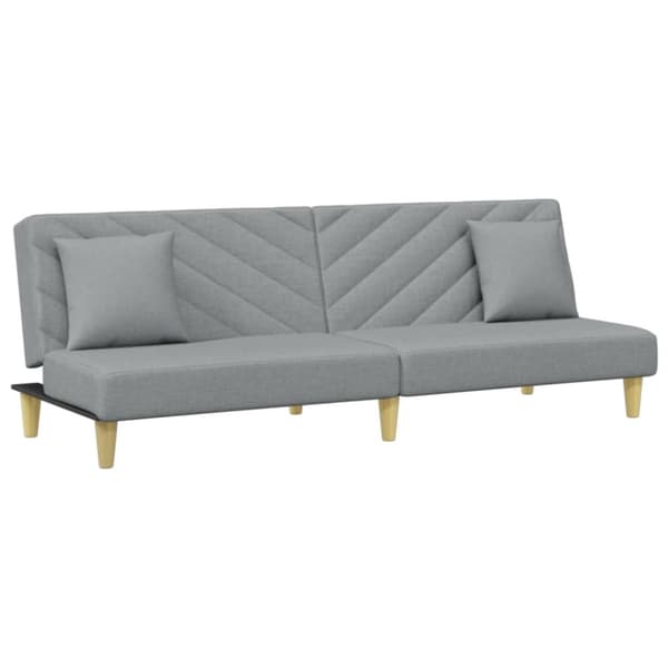 Bäddsoffa 2-sits med kuddar och fotpall ljusgrå tyg