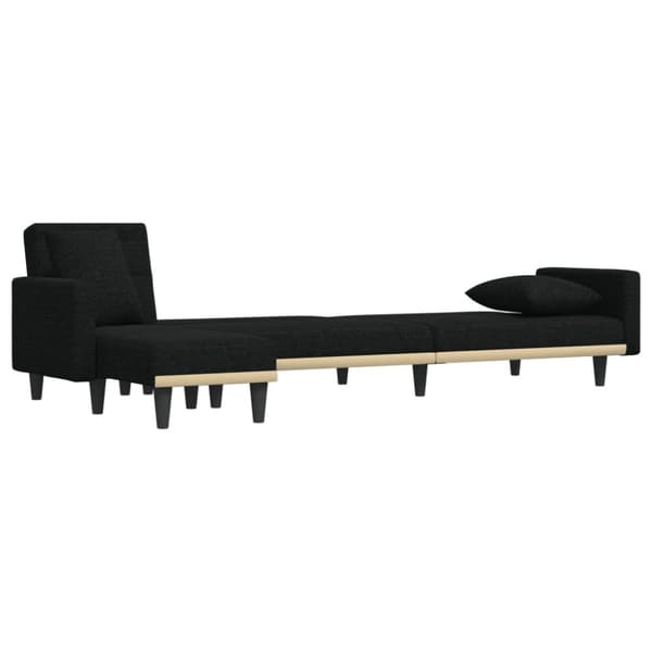 L-formad bäddsoffa svart 275x140x70 cm tyg