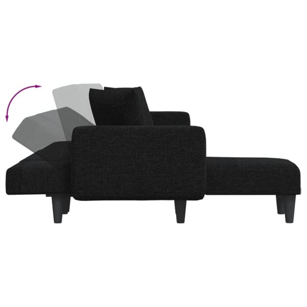 L-formad bäddsoffa svart 275x140x70 cm tyg