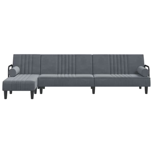 L-formad bäddsoffa mörkgrå 260x140x70 cm sammet