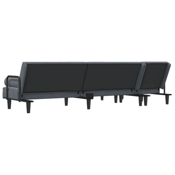 L-formad bäddsoffa mörkgrå 260x140x70 cm sammet