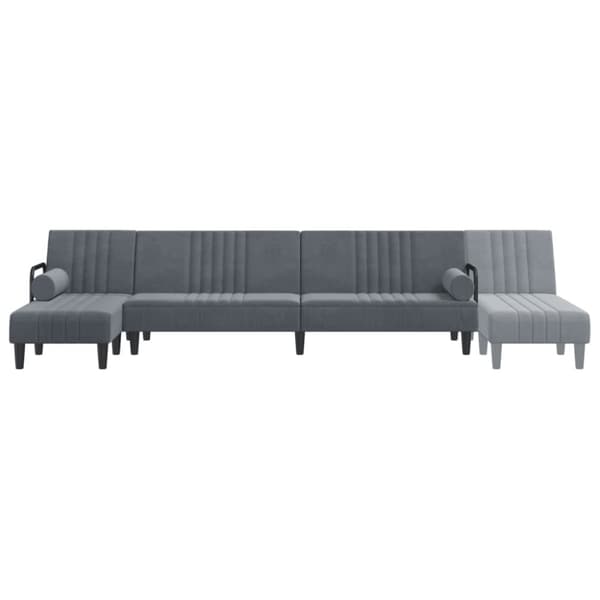 L-formad bäddsoffa mörkgrå 260x140x70 cm sammet