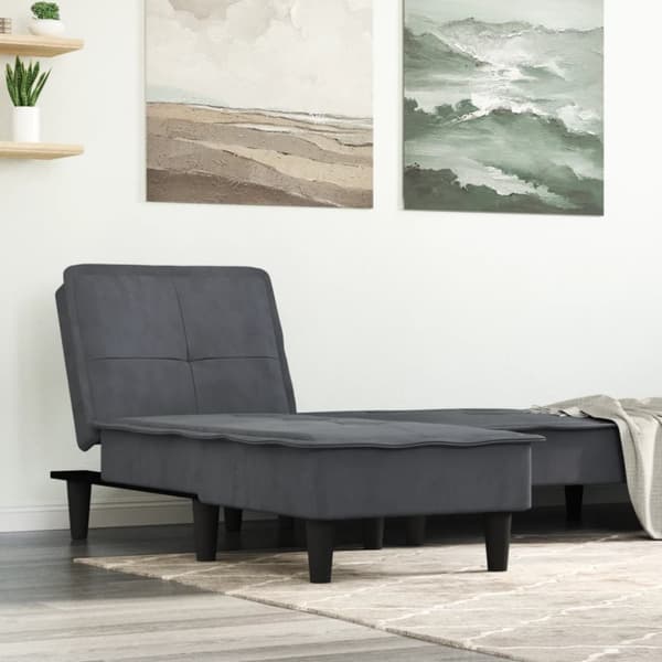 chaiselong velour mørkegrå