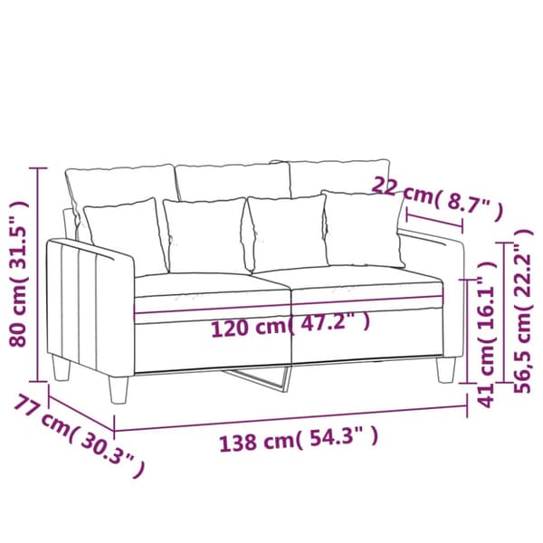 2-istuttava sohva, musta, 120 cm, verhoiltu kankaalla