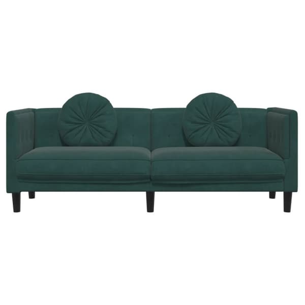 Soffa med kuddar 3-sits mörkgrön sammet