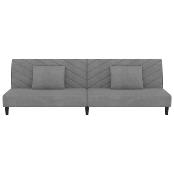 Bäddsoffa 2-sits med två kuddar ljusgrå sammet