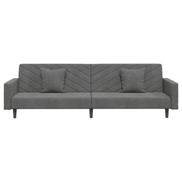 Bäddsoffa 2-sits med två kuddar mörkgrå sammet